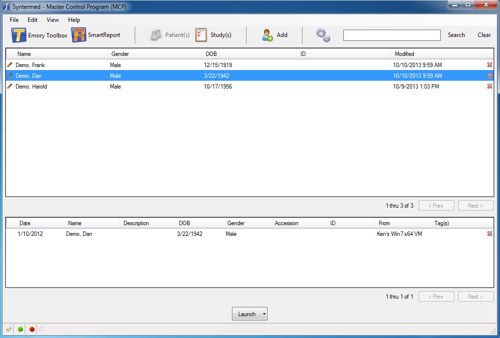 Synmed User Interface 4 Working with Data